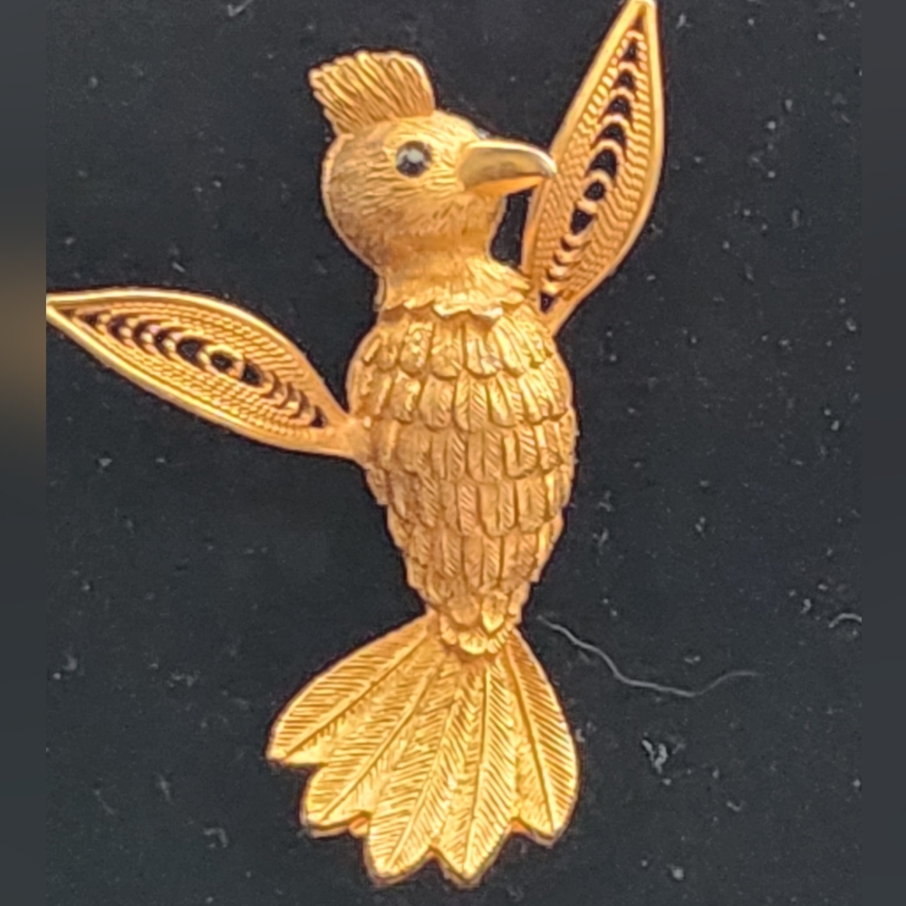 VTG JJ Bird Brooch Gold Tone - Picture 13 of 13